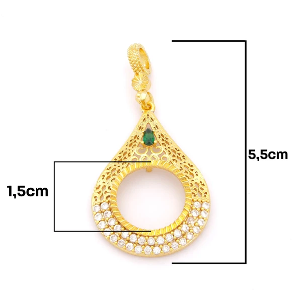 Çeyrek Altın Çerçeveli Kolye Ucu Altın Kaplama TGR-683 - Resim 2