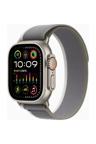 Apple Watch Ultra 2 Gps + Cellular, 49MM Titanyum Kasa Yeşil / Gri Trail Loop - S/m MRF33TU/A