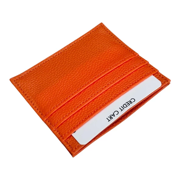 Turuncu Suni Deri Unisex Kredi Kartlık - PRS-Bulut-Turuncu - Resim 2