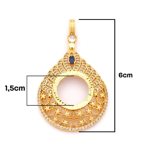 Çeyrek Altın Çerçeveli Kolye Ucu Altın Kaplama TGR-691 - Resim 2