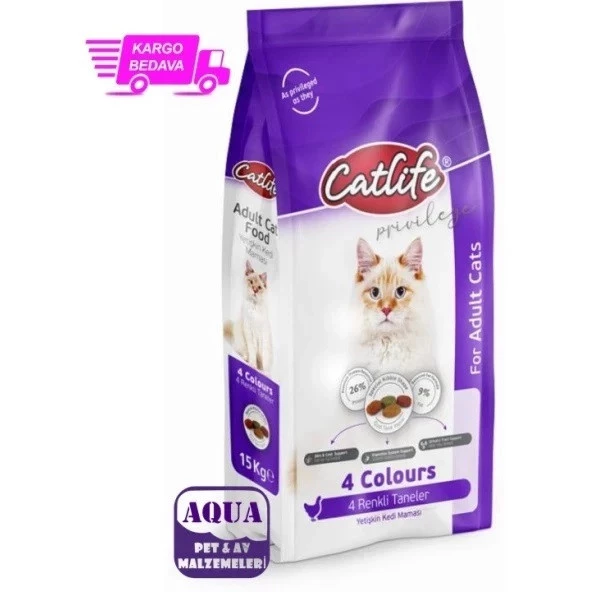 Catlife Tavuklu Multicolor Yetişkin Kedi Maması 15 kg