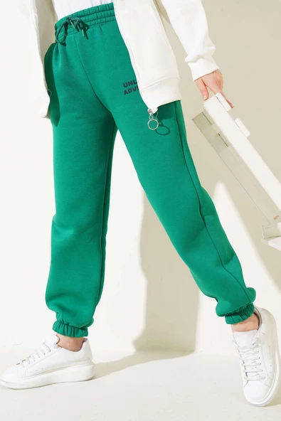 Üç İplik Paça Lastikli Jogger Pantolon Yeşil - Resim 2