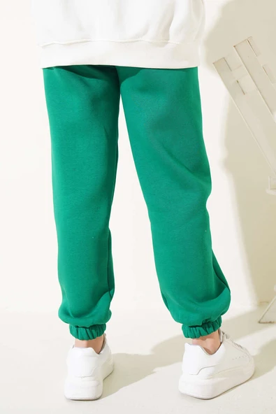 Üç İplik Paça Lastikli Jogger Pantolon Yeşil - Resim 3