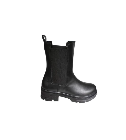 YAZKIŞ Kadın Siyah Ten Cilt Cift Lastikli 17cm Bilek Boyu 5cm Kalın Düz Taban Bot - 5