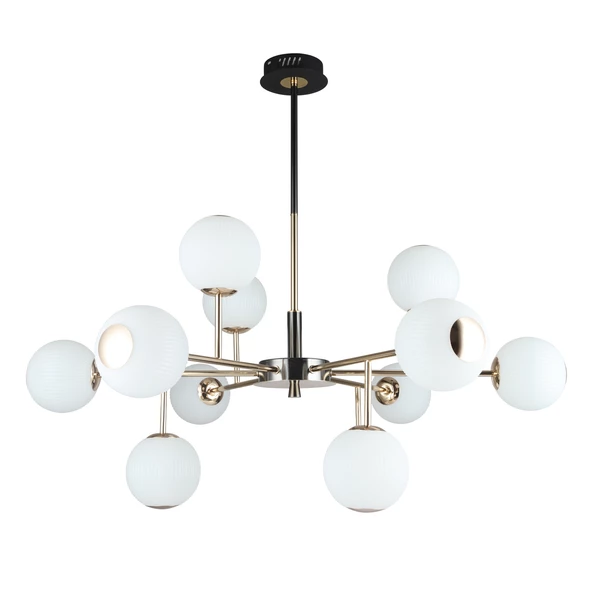 Apliqa Sofia 12'li Siyah Gold 100 Watt Yuvarlak Modern Oturma Odası, Salon Avize - Resim 3