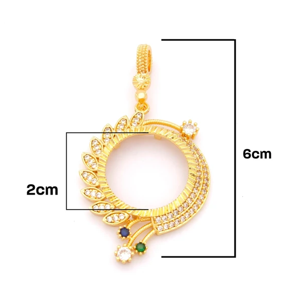 Yarım Altın Çerçeveli Kolye Ucu Altın Kaplama Yuvarlak TGR-617 - Resim 2