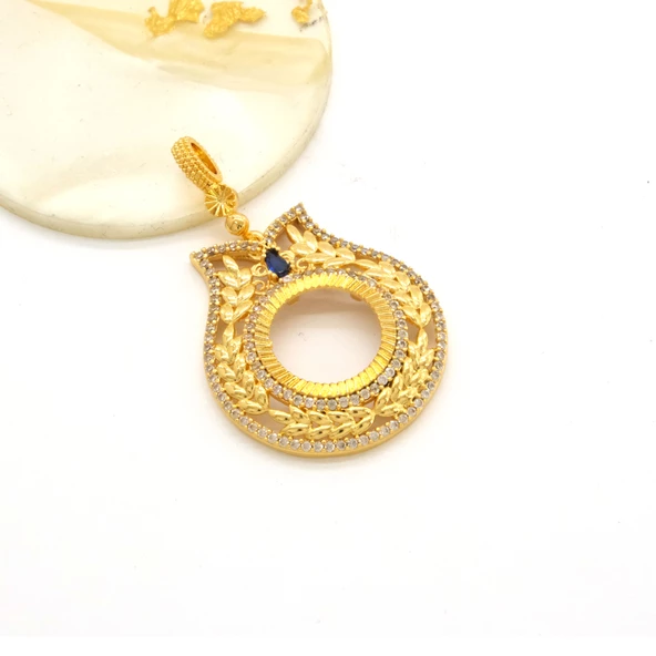 Çeyrek Altın Çerçeveli Kolye Ucu Altın Kaplama TGR-698 - Resim 4