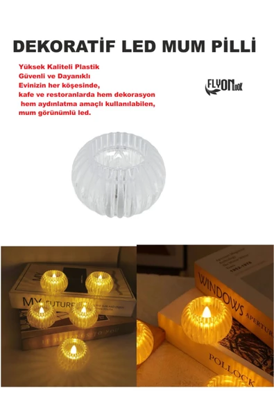 Dekoratif  Dekorasyon Hem Aydınlatma Amaçlı Kullanılabilen, Mum Görünümlü Led Dekoratif  Pilli  Işık - 2