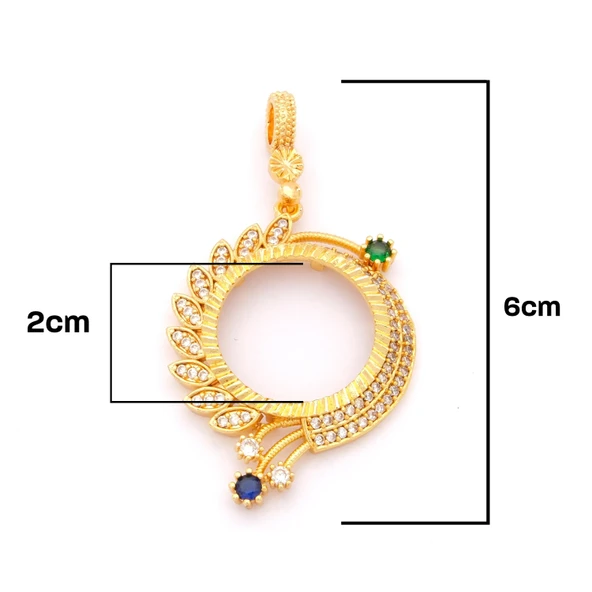 Yarım Altın Çerçeveli Kolye Ucu Altın Kaplama Yuvarlak TGR-618 - Resim 2