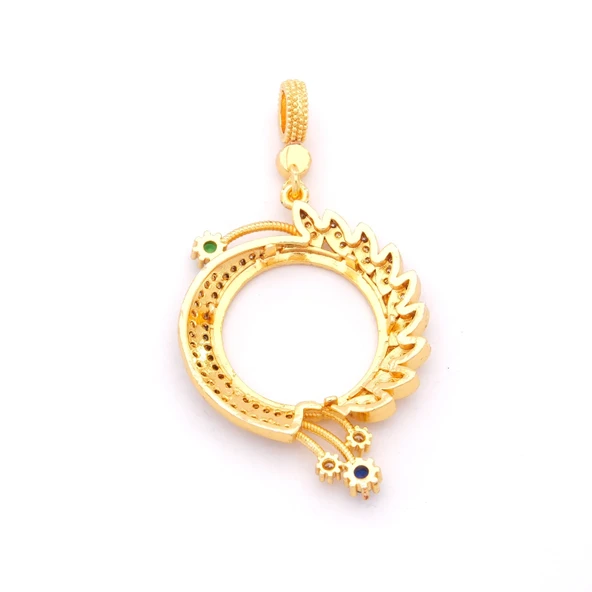 Yarım Altın Çerçeveli Kolye Ucu Altın Kaplama Yuvarlak TGR-618 - Resim 6