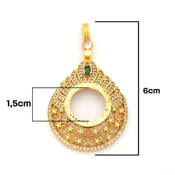 Çeyrek Altın Çerçeveli Kolye Ucu Altın Kaplama TGR-692 - Resim 2