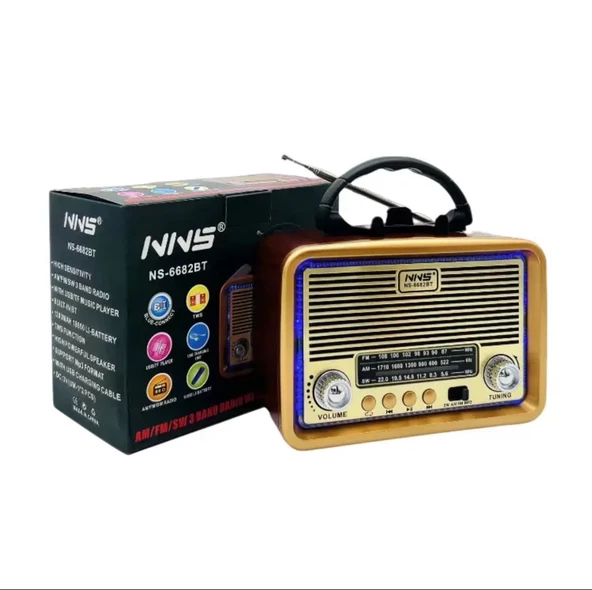 NNS Ns-6682 Usb / Tf Kart / Fm Retro Taşınabilir Bluetooth Hoparlör - 3