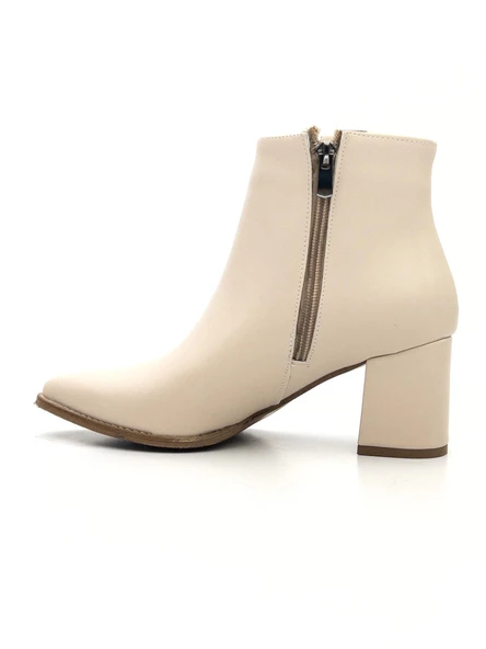 Potinonline K1754 Kadın Sivri Burun Tokalı Kalın Topuk Kısa Bot - 9