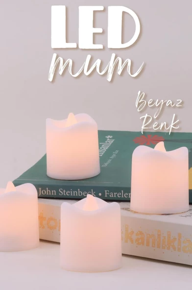 4 Adet Mat Beyaz Mini Led Mum Seti Pilli Dumansız Alevli Ledli Dekoratif Yapay Mum Dekor Işığı - 2