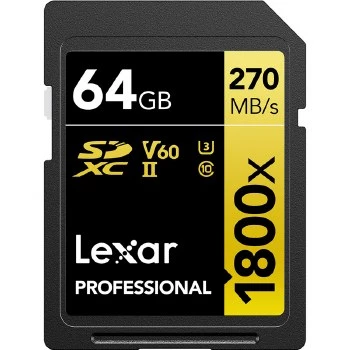 Lexar Professional 64GB 1800X 280MB/s 4K V60 SD Hafıza Kartı