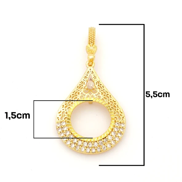 Çeyrek Altın Çerçeveli Kolye Ucu Altın Kaplama TGR-704 - Resim 4