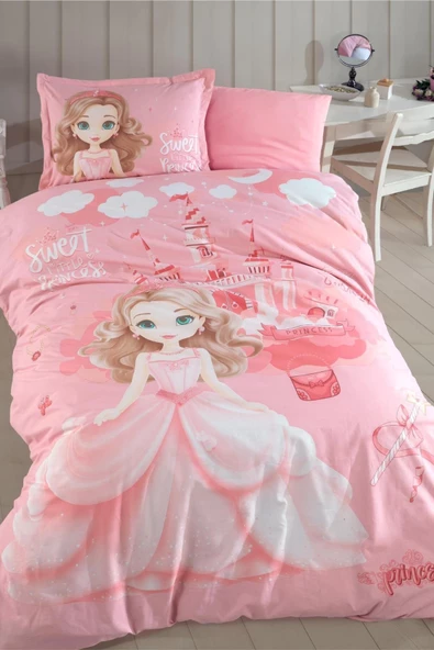 Clasy Tek Kişilik Ranforce Nevresim Takımı Sweet Princess V1 Pudra - 2