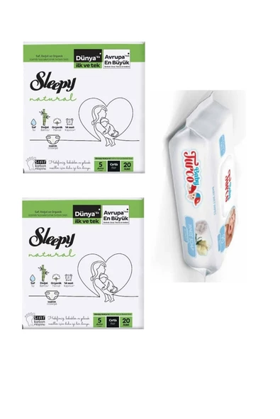 Sleepy Sleepy Bebek Bezi 5 Numara 20 Adet X2 Baby Turco Islak Mendil 90'lı