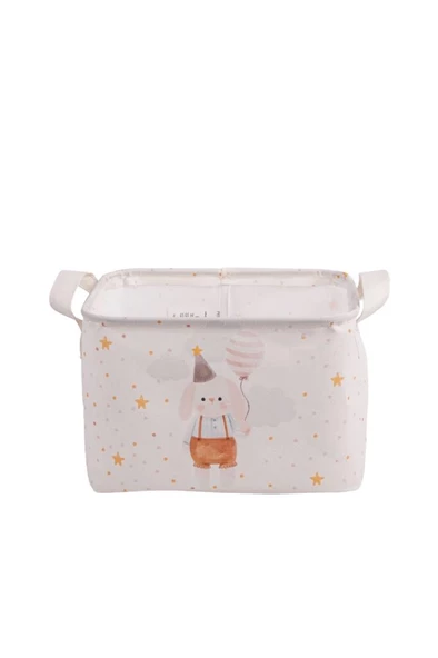 Tavşan Desenli Kulplu Dikdörtgen Bebek Çocuk Odası Düzenleyici Organizer 24x18x17 cm - 2