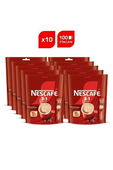 Nescafe Nescafe Nescafé 3ü1 Arada Original Çözünebilir Kahve 10 x 10'lu paket (10x17,5g)