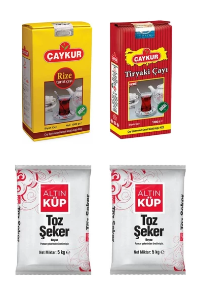 Çaykur Çaykur TİRYAKİ+CAYKUR TURİST 1000 GR+ ALTİNKUP TOZ SEKER 10 KG