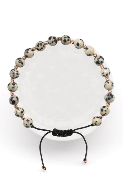 Dalmaçyalı Jasper Doğal Taş Makrome Örme Bileklik Küre Kesim ürün görseli