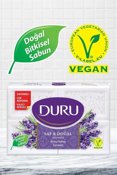 Duru Duru Saf & Doğal Kaynaklı Lavanta 16 Adet Beyaz Kalıp Sabun 4x600gr - 2