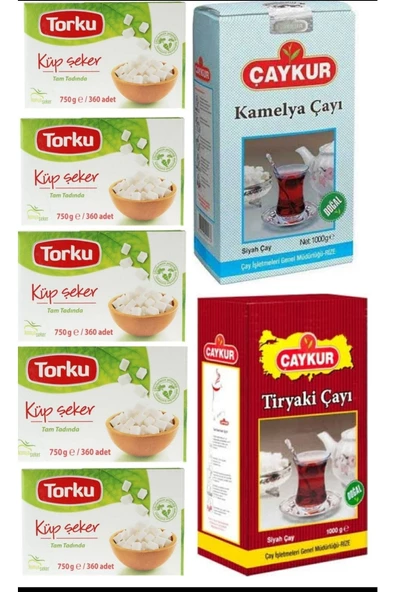 Çaykur Çaykur Tiryaki+ Kamelya 1000 Gr+torku Küp Şeker 5x750 Gr