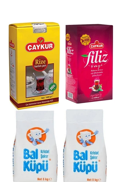 Çaykur Çaykur Filiz+ Rize Turist (1000)gr+altın Küp Toz Şeker 10 Kg