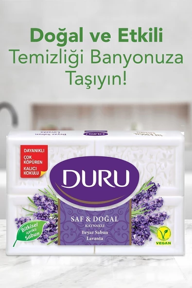 Duru Duru Saf & Doğal Kaynaklı Lavanta 16 Adet Beyaz Kalıp Sabun 4x600gr - 3
