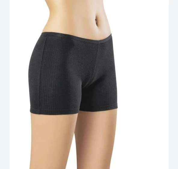 3 Lü KOTA Kadın Siyah Raporlu Ribana Şort Boxer 5019 - 3
