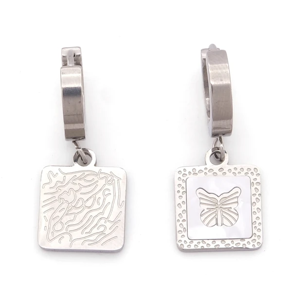 Çelik Sallantılı Küpe Kelebekli Halka Model UNK-814 ürün görseli