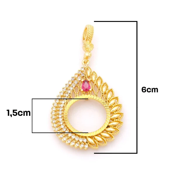 Çeyrek Altın Çerçeveli Kolye Ucu Altın Kaplama TGR-682 - Resim 2