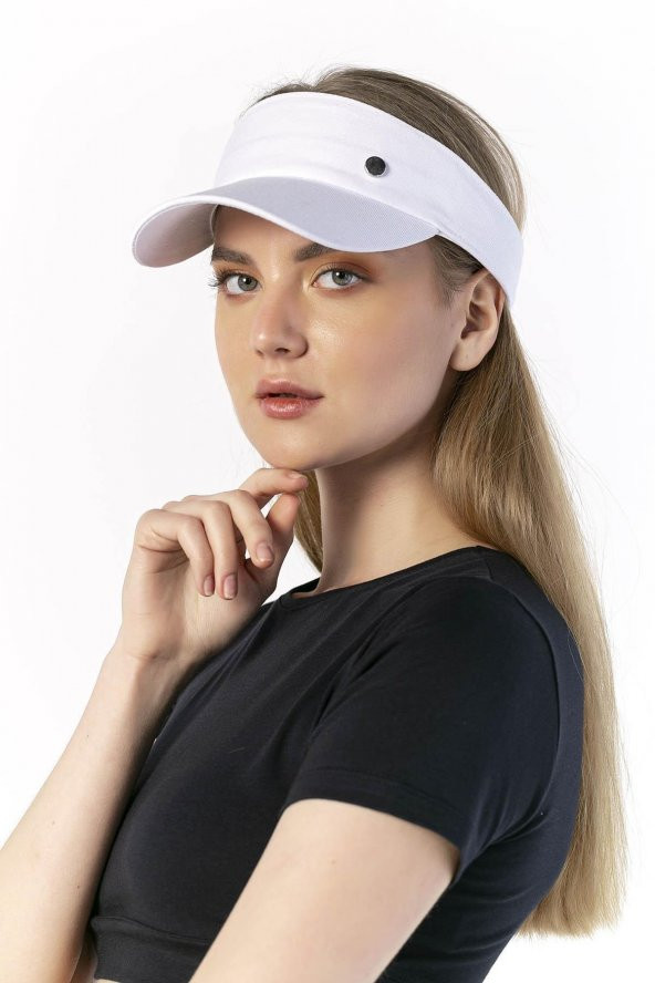 LPODRE Metal Aksesuarlı Beyaz Tenisçi Kadın Şapka