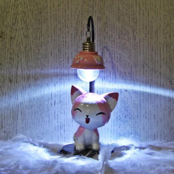 Kedi 2 Li Set Kedi Işıklı Biblo Kedi Seramik Kalemlik - 2