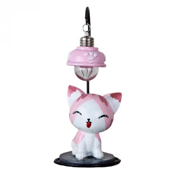 Kedi 2 Li Set Kedi Işıklı Biblo Kedi Seramik Kalemlik - 4