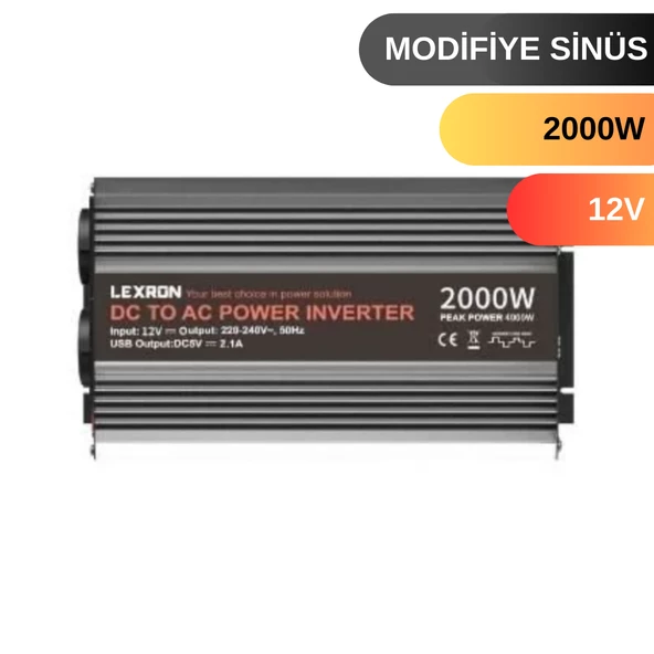 LEXRON 2000 W WATT 12V MODİFİYE SİNUS İNVERTER ürün görseli