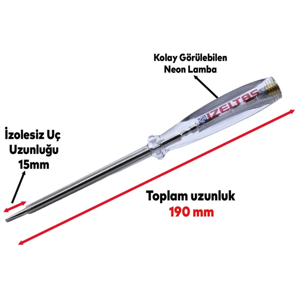 İzeltaş Elektrik Kontrol Kalemi 190 mm 4550170190 - Resim 3