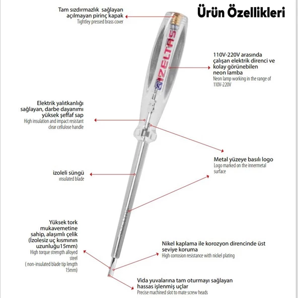 İzeltaş Elektrik Kontrol Kalemi 190 mm 4550170190 - Resim 2