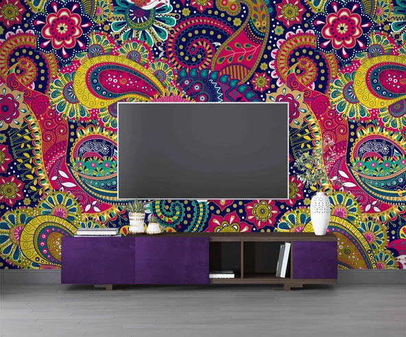 Renkli Mandala Desenli Duvar Kağıdı - 3