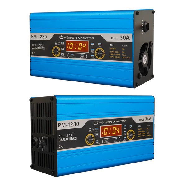 POWERMASTER PM-1230 12 VOLT MAX 30 AMPER LCD EKRANLI KURU - ASİT - JEL AKÜ ŞARJ CİHAZI - 2