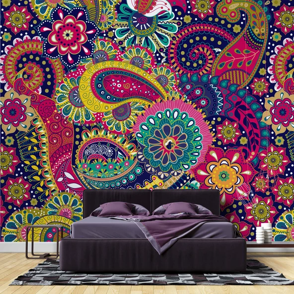 Renkli Mandala Desenli Duvar Kağıdı - 2