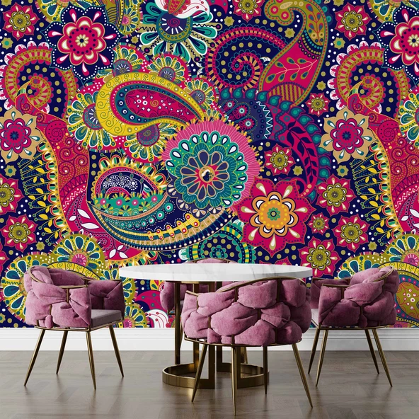 Renkli Mandala Desenli Duvar Kağıdı - 5