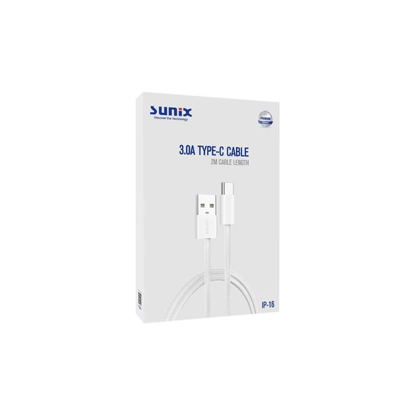 Sunix 3.0A USB Type-C Örgülü Hızlı Şarj ve Data Kablosu 2 metre IP-16 - 3