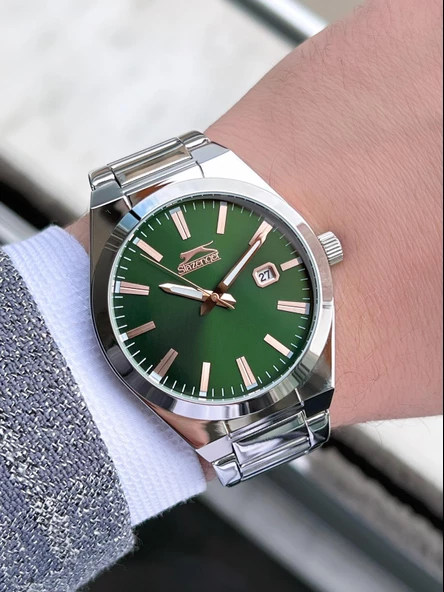 SL.1.375 Slazenger Çelik Kordon Takvimli 5 Atm Su Geçirmez Erkek Kol Saati - Resim 2