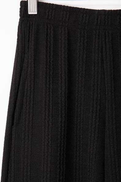 Siyah Geniş Paça Desenli Kız Çocuk Pantolon 19747 - 6