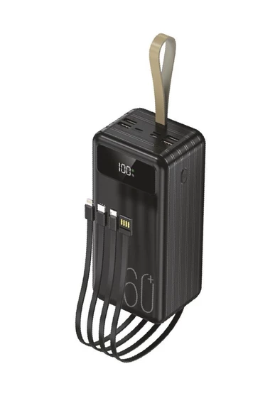 Torima TRM-1060 Siyah 60000mAh Ledli 4 Çıkışlı Taşınabilir Hızlı Şarj Dijital Göstergeli Powerbank - Resim 3