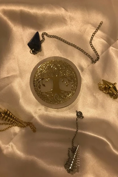 Pandül Sarkaç Doğal Taş Pandül ve Arındırma Temizleme Doğal Selenit Taşı Pirinç Pandül Melek Taşı Kinesiyoloji Enerji Ça - 4