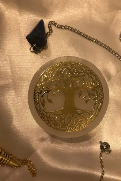 Pandül Sarkaç Doğal Taş Pandül ve Arındırma Temizleme Doğal Selenit Taşı Pirinç Pandül Melek Taşı Kinesiyoloji Enerji Ça - 2