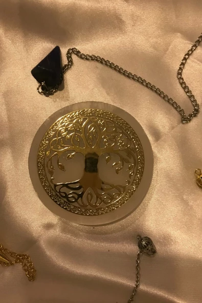 Pandül Sarkaç Doğal Taş Pandül ve Arındırma Temizleme Doğal Selenit Taşı Pirinç Pandül Melek Taşı Kinesiyoloji Enerji Ça - 8